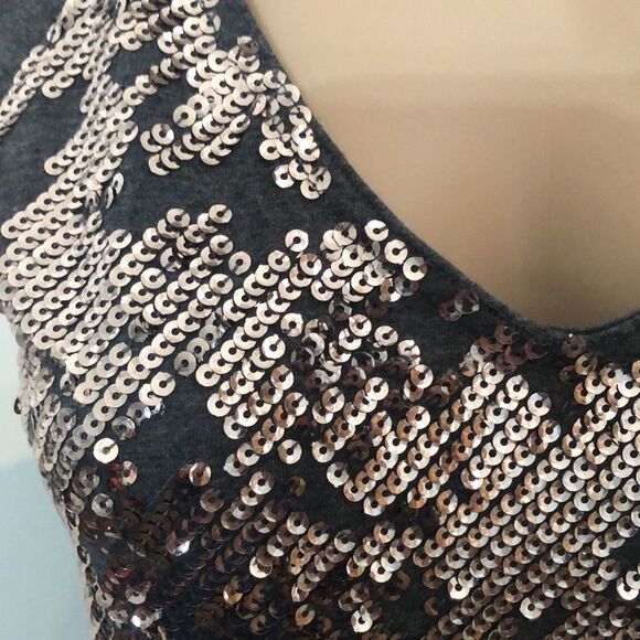 DKNY Sequin Mini Dress Grey Women’s Size Extra Small Short Sleeve Shirt - Picture 4 of 12